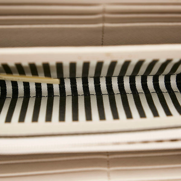 ケイトスペード ベージュ ブラック レザー ラウンドファスナー 長財布 レディース Kate Spade 【中古】