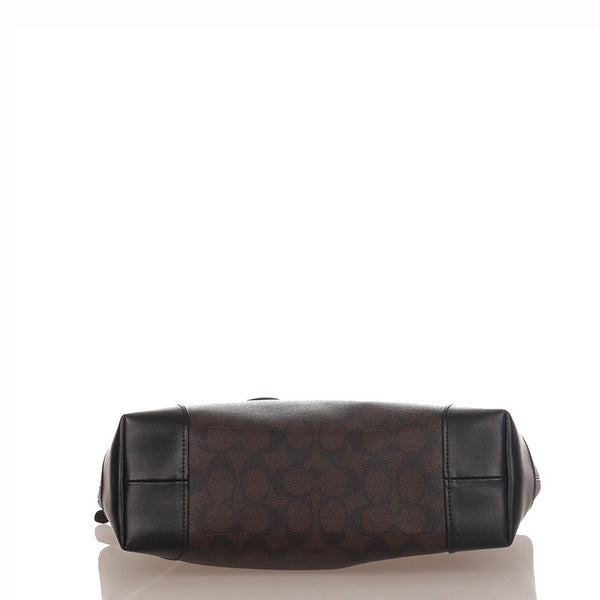 コーチ シグネチャー F29208 ブラウン ブラック PVC レザー ハンドバッグ レディース COACH 【中古】