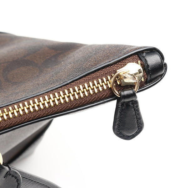 コーチ シグネチャー F29208 ブラウン ブラック PVC レザー ハンドバッグ レディース COACH 【中古】