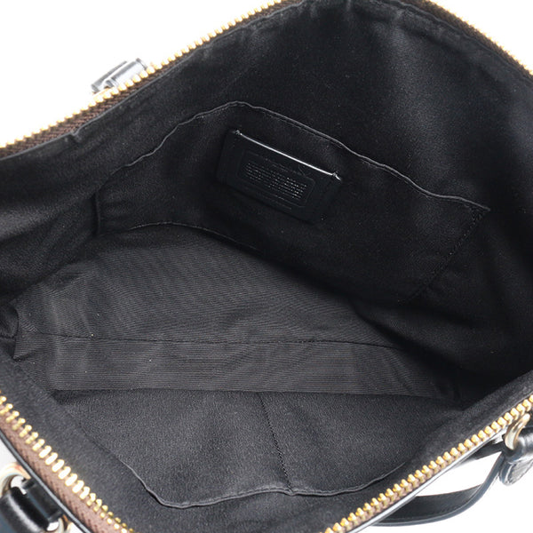 コーチ シグネチャー F29208 ブラウン ブラック PVC レザー ハンドバッグ レディース COACH 【中古】