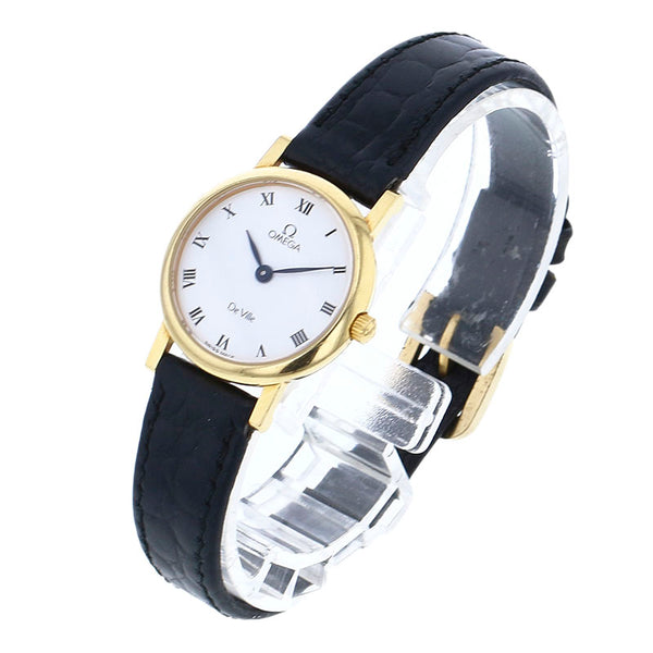 オメガ デヴィル ゴールド メッキ 腕時計 レディース OMEGA クオーツ ホワイト文字盤 【中古】