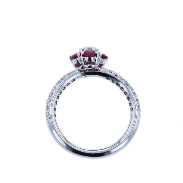 ポンテヴェキオ K18WG ホワイトゴールド ルビー1.01ct ダイヤモンド0.38ct リング 指輪 レディース Ponte Vecchio 9.5号 【中古】