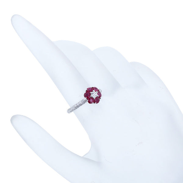 ポンテヴェキオ K18WG ホワイトゴールド ルビー1.01ct ダイヤモンド0.38ct リング 指輪 レディース Ponte Vecchio 9.5号 【中古】