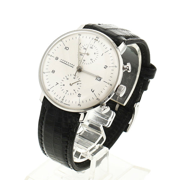 ユンハンス マックスビル クロノスコープ 027.4003 シルバー ステンレススチール 腕時計 メンズ JUNGHANS 自動巻き シルバー文字盤 【中古】