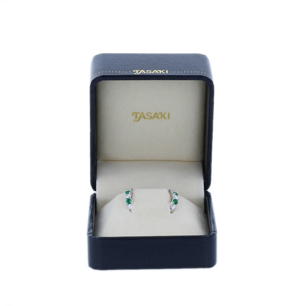 タサキ Pt900 プラチナ エメラルド ダイヤ0.36ct ピアス レディース TASAKI 【中古】