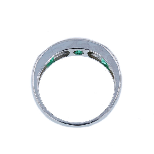 Pt900 プラチナ エメラルド0.54ct ダイヤ0.20ct リング 指輪 レディース 9号 【中古】