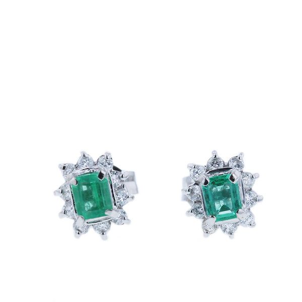Pt850 プラチナ エメラルド0.33ct ダイヤ0.20ct ピアス レディース 【中古】