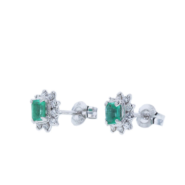 Pt850 プラチナ エメラルド0.33ct ダイヤ0.20ct ピアス レディース 【中古】