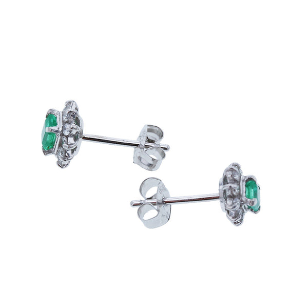 Pt850 プラチナ エメラルド0.33ct ダイヤ0.20ct ピアス レディース 【中古】