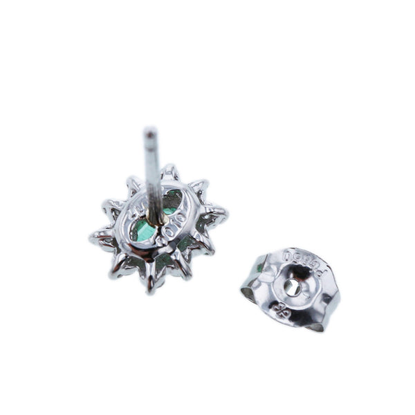 Pt850 プラチナ エメラルド0.33ct ダイヤ0.20ct ピアス レディース 【中古】