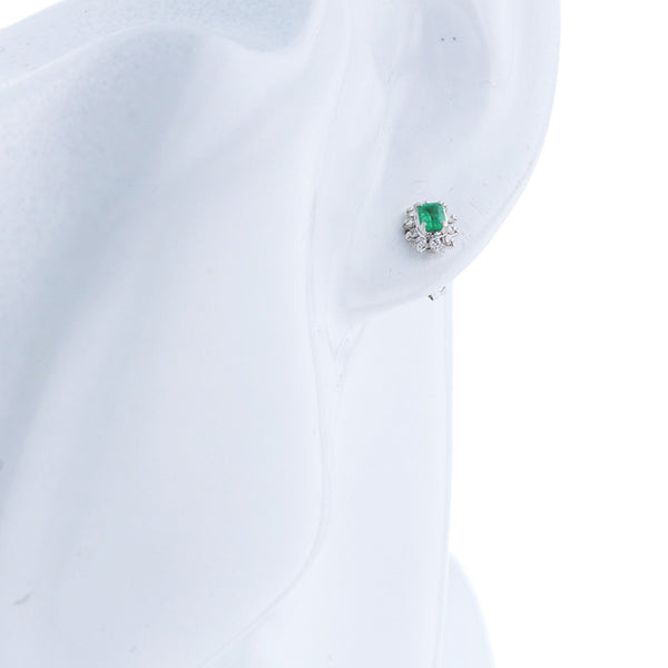 Pt850 プラチナ エメラルド0.33ct ダイヤ0.20ct ピアス レディース 【中古】