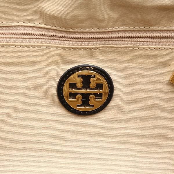 トリーバーチ エラ ブラック ナイロン エナメル ハンドバッグ レディース Tory Burch 【中古】