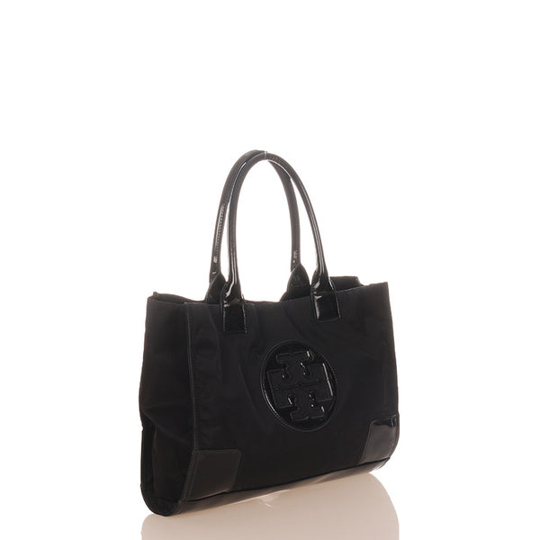 トリーバーチ エラ ブラック ナイロン エナメル ハンドバッグ レディース Tory Burch 【中古】