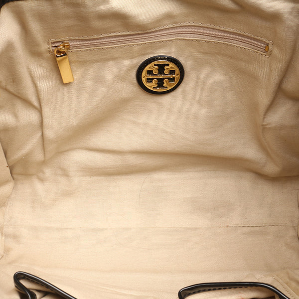 トリーバーチ エラ ブラック ナイロン エナメル ハンドバッグ レディース Tory Burch 【中古】