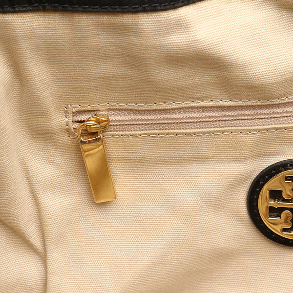 トリーバーチ エラ ブラック ナイロン エナメル ハンドバッグ レディース Tory Burch 【中古】