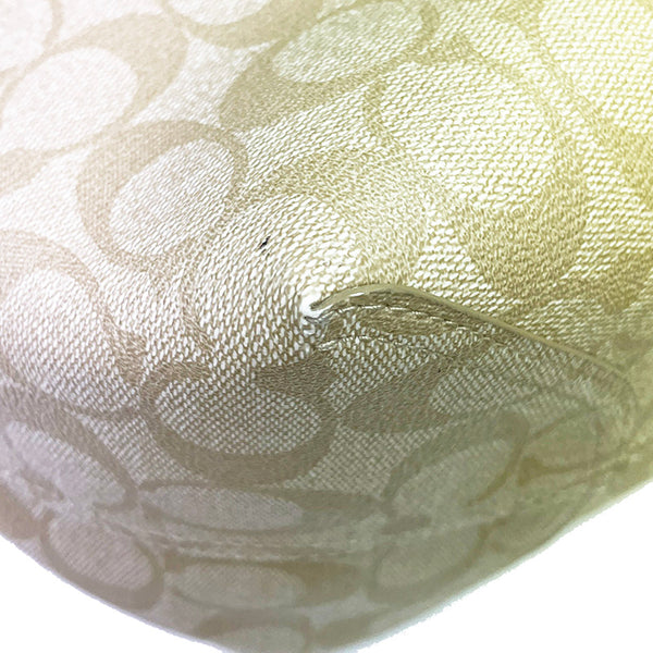 コーチ シグネチャー ベージュ ホワイト PVC レザー ショルダーバッグ トートバッグ レディース COACH 【中古】