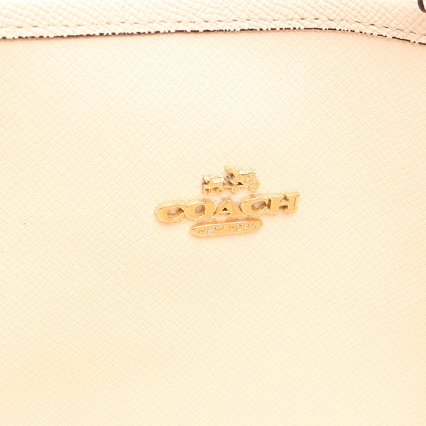 コーチ シグネチャー ベージュ ホワイト PVC レザー ショルダーバッグ トートバッグ レディース COACH 【中古】