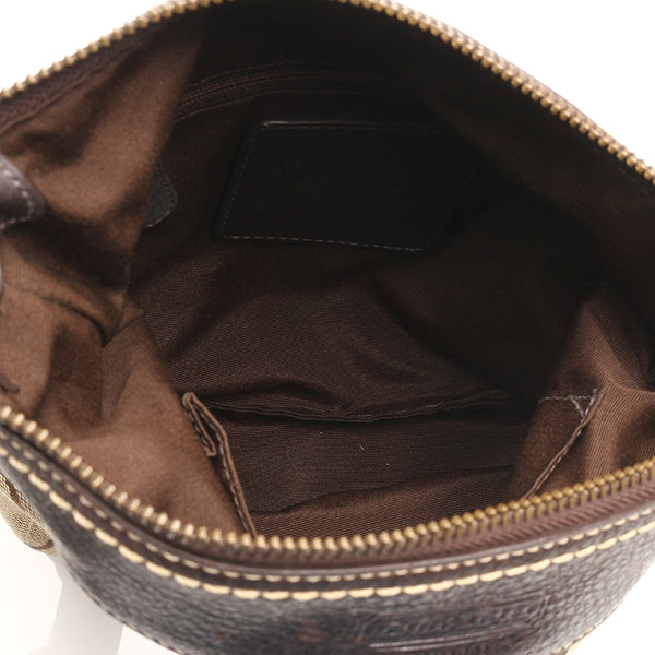 コーチ シグネチャー F10402 ブラウン ベージュ キャンバス レザー 斜め掛け ショルダーバッグ レディース COACH 【中古】