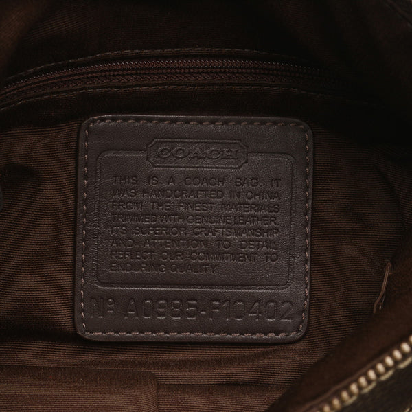 コーチ シグネチャー F10402 ブラウン ベージュ キャンバス レザー 斜め掛け ショルダーバッグ レディース COACH 【中古】