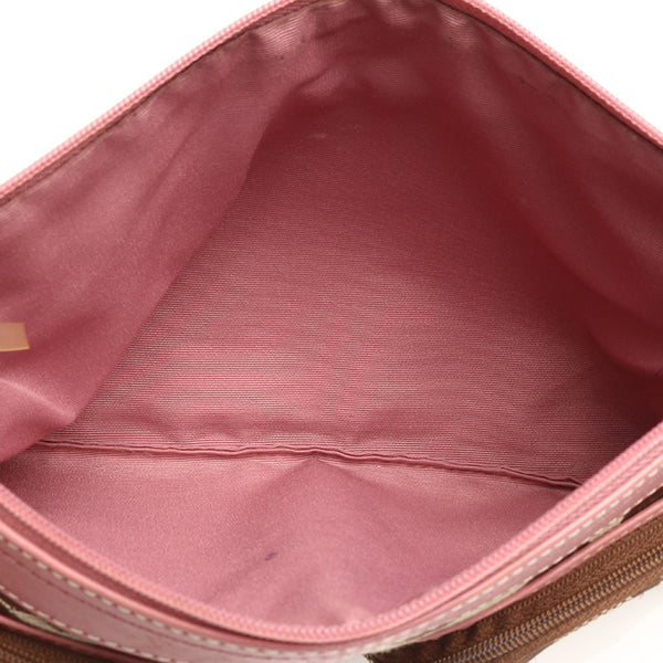 コーチ シグネチャー ベージュ ピンク キャンバス レザー 肩掛け ショルダーバッグ レディース COACH 【中古】