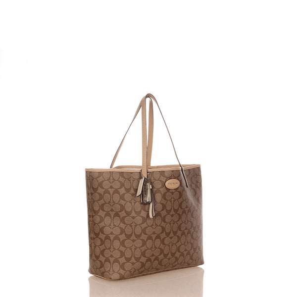 コーチ シグネチャー パーク メトロ Ｆ29144 ブラウン ベージュ PVC レザー ショルダーバッグ トートバッグ レディース COACH 【中古】