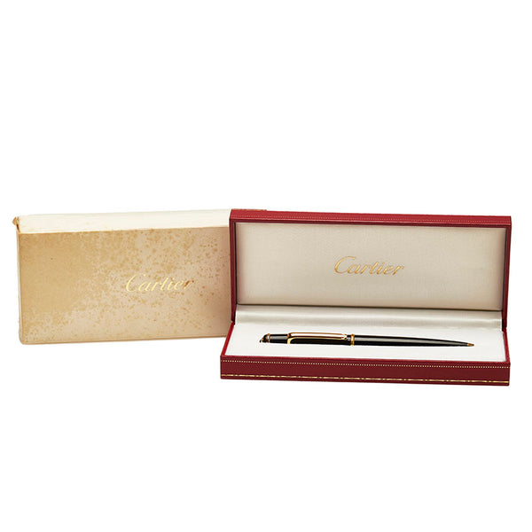カルティエ ディアボロ ドゥ カルティエ  ST180003 ブラック ゴールド プラスチック メッキ ボールペン メンズ CARTIER 【中古】