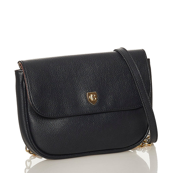 バーバリーブルーレーベル ブラック レザー チェーン ショルダーバッグ レディース BURBERRY BLUE LABEL 【中古】