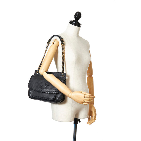 トリーバーチ マリオン HST036 ブラック レザー チェーン ショルダーバッグ レディース Tory Burch 【中古】