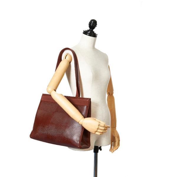 サルヴァトーレフェラガモ ヴァラ 型押し ショルダーバッグ トートバッグ BK-21 2530 ブラウン レザー キャンバス レディース Salvatore Ferragamo 【中古】