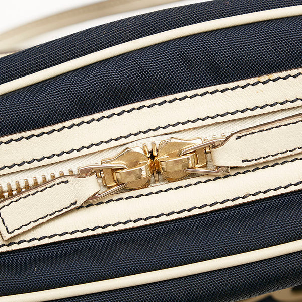 グッチ 169973 ネイビー ホワイト ナイロン レザー ボストンバッグ レディース GUCCI 【中古】