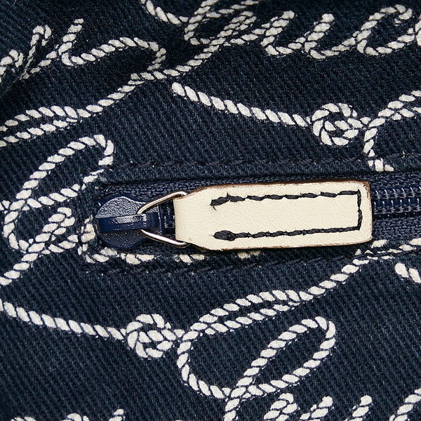 グッチ 169973 ネイビー ホワイト ナイロン レザー ボストンバッグ レディース GUCCI 【中古】