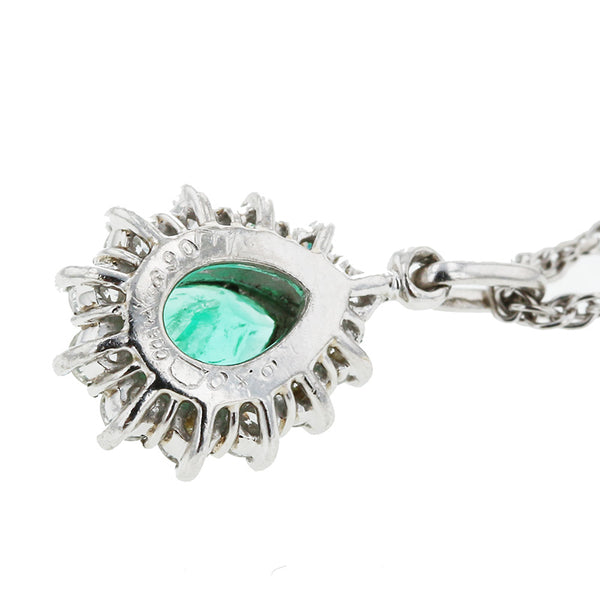 Pt900 プラチナ Pt850 プラチナ エメラルド0.59ct ダイヤ0.46ct ネックレス レディース 【中古】