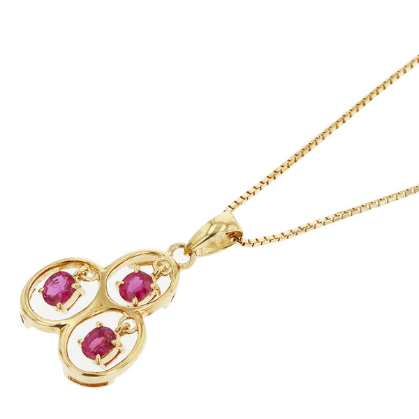 K18YG イエローゴールド ルビー0.62ct ネックレス レディース 【中古】