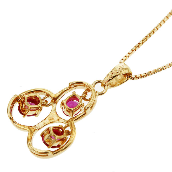 K18YG イエローゴールド ルビー0.62ct ネックレス レディース 【中古】