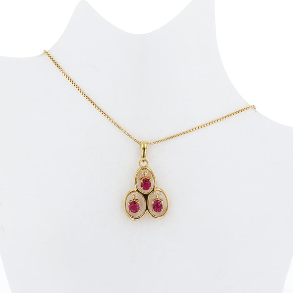 K18YG イエローゴールド ルビー0.62ct ネックレス レディース 【中古】