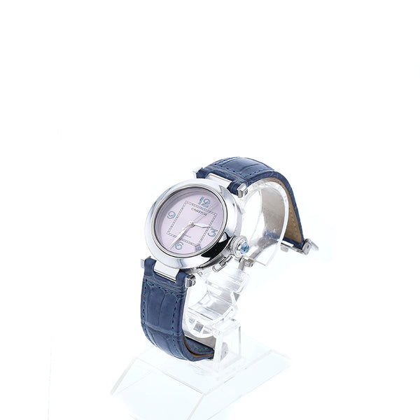 カルティエ パシャC W3108199(2324) ラベンダー ステンレススチール レザー 腕時計 レディース CARTIER 自動巻き ラベンダー文字盤 【中古】