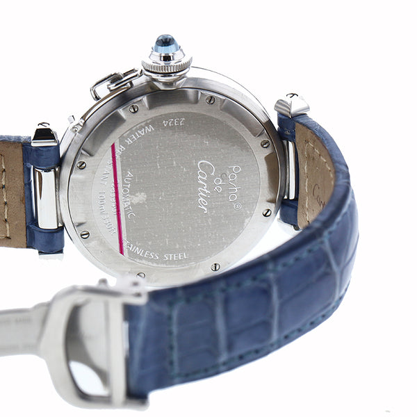 カルティエ パシャC W3108199(2324) ラベンダー ステンレススチール レザー 腕時計 レディース CARTIER 自動巻き ラベンダー文字盤 【中古】