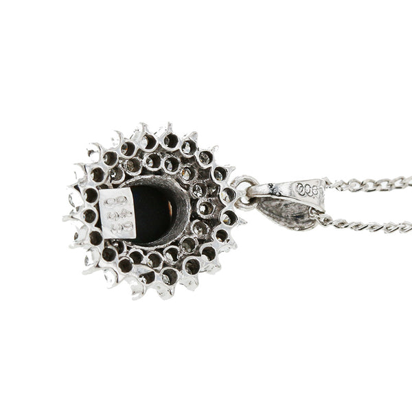 Pt900 プラチナ Pt850 プラチナ ブラックオパール0.40ct ダイヤ0.33ct ネックレス レディース 【中古】