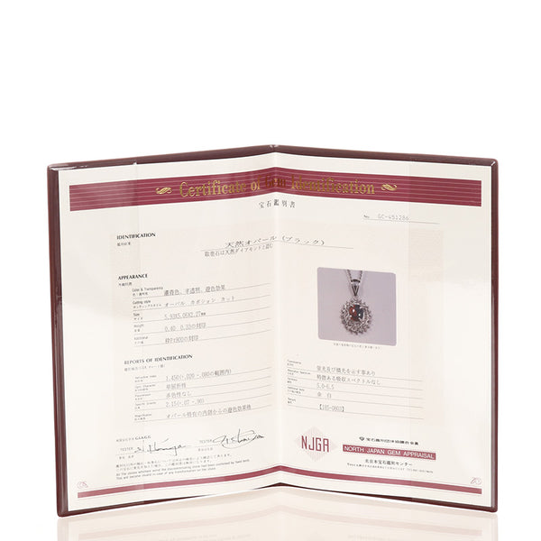 Pt900 プラチナ Pt850 プラチナ ブラックオパール0.40ct ダイヤ0.33ct ネックレス レディース 【中古】