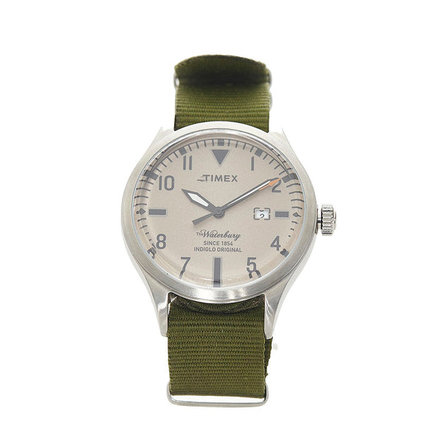 タイメックス ウォーターベリー TW2P64600 シルバー ステンレススチール 腕時計 メンズ TIMEX クオーツ ベージュ文字盤 【中古】