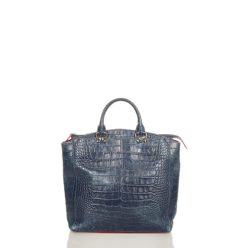 エンポリオ アルマーニ ブルー レザー ハンドバッグ メンズ Emporio Armani 【中古】