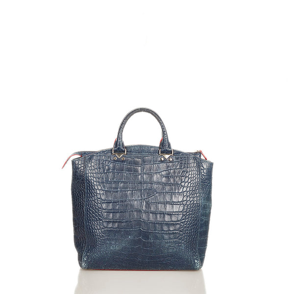 エンポリオ アルマーニ ブルー レザー ハンドバッグ メンズ Emporio Armani 【中古】