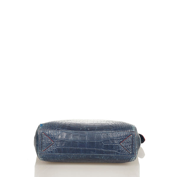 エンポリオ アルマーニ ブルー レザー ハンドバッグ メンズ Emporio Armani 【中古】