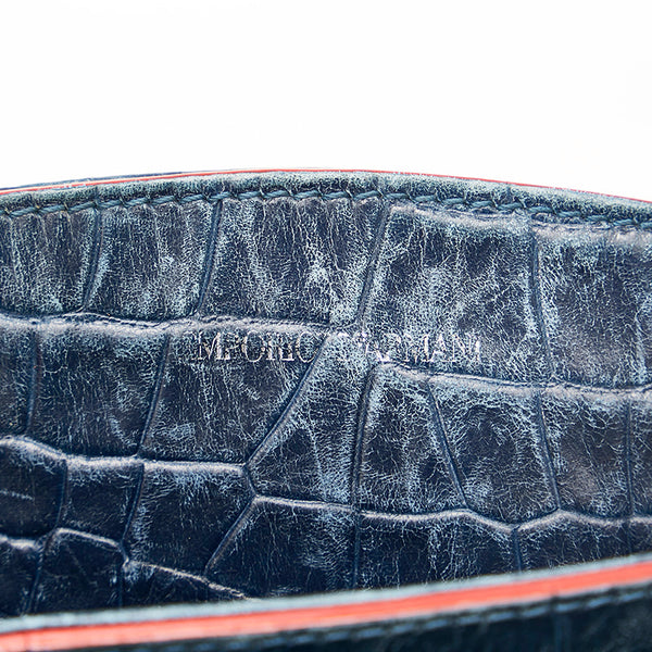 エンポリオ アルマーニ ブルー レザー ハンドバッグ メンズ Emporio Armani 【中古】