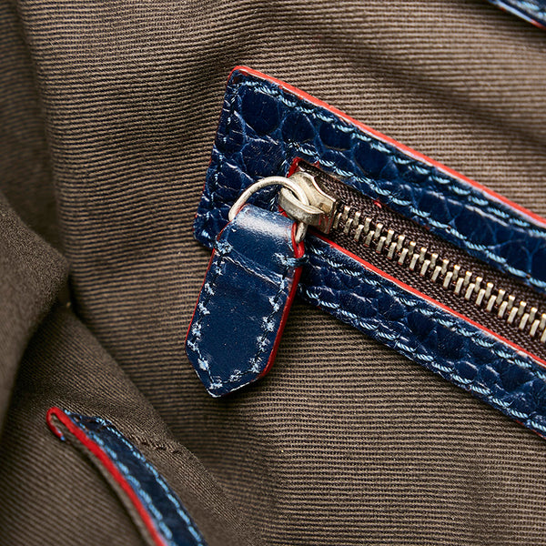 エンポリオ アルマーニ ブルー レザー ハンドバッグ メンズ Emporio Armani 【中古】