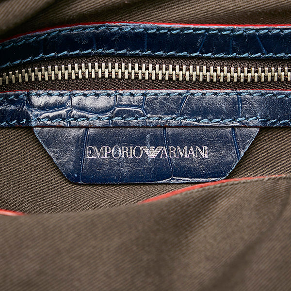 エンポリオ アルマーニ ブルー レザー ハンドバッグ メンズ Emporio Armani 【中古】