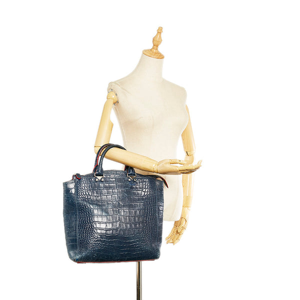 エンポリオ アルマーニ ブルー レザー ハンドバッグ メンズ Emporio Armani 【中古】