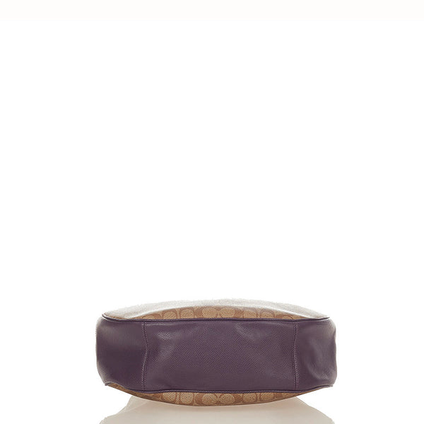 コーチ シグネチャー ハーレーホーボー F38300 ブラウン　パープル PVC レザー ハンドバッグ ショルダーバッグ2way レディース COACH 【中古】