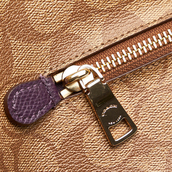 コーチ シグネチャー ハーレーホーボー F38300 ブラウン　パープル PVC レザー ハンドバッグ ショルダーバッグ2way レディース COACH 【中古】