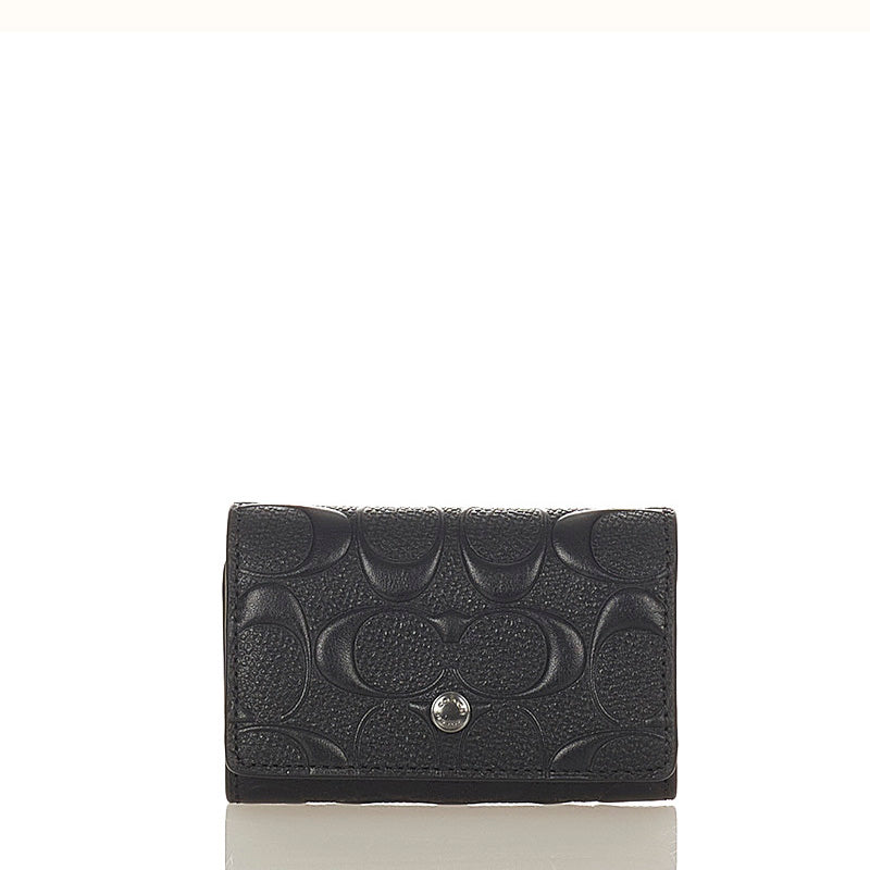 コーチ シグネチャー 5連 F76986 ブラック レザー キーケース メンズ COACH 【中古】